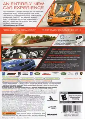 Forza Motorsport 4 (USA) box cover back